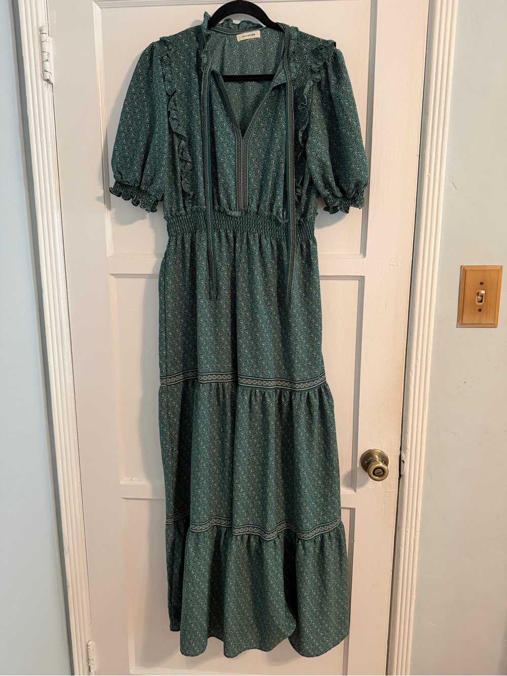 Max Studio Printed Maxi Dress with Ruffle Trim